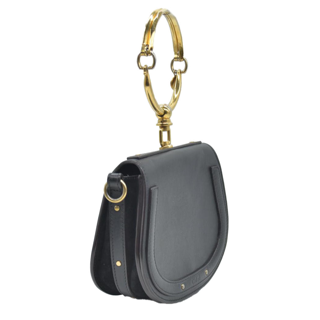 $1690 Chloe Calfskin Small Nile Bracelet Bag Black