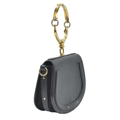 $1690 Chloe Calfskin Small Nile Bracelet Bag Black