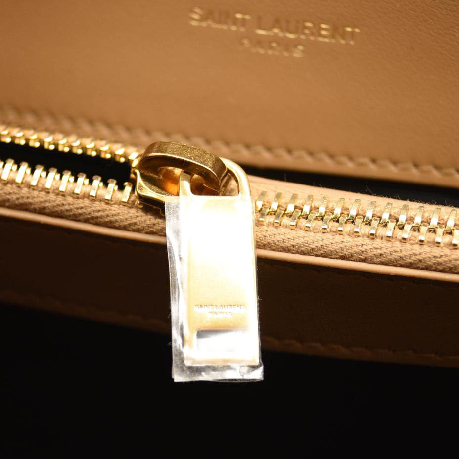 NEW SAINT LAURENT Calfskin Y Quilted Monogram Medium Loulou Chain Satchel Nude Powder