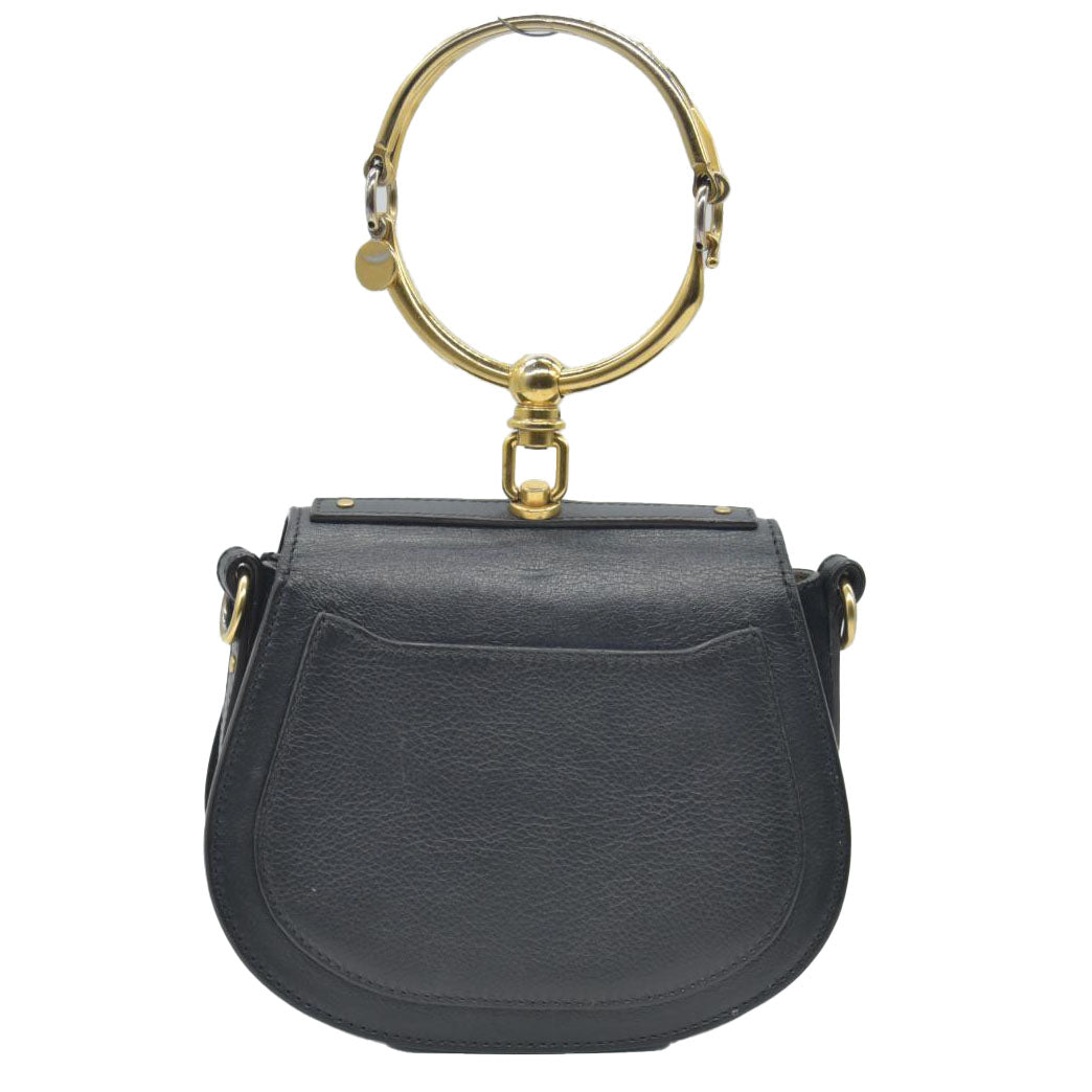 $1690 Chloe Calfskin Small Nile Bracelet Bag Black