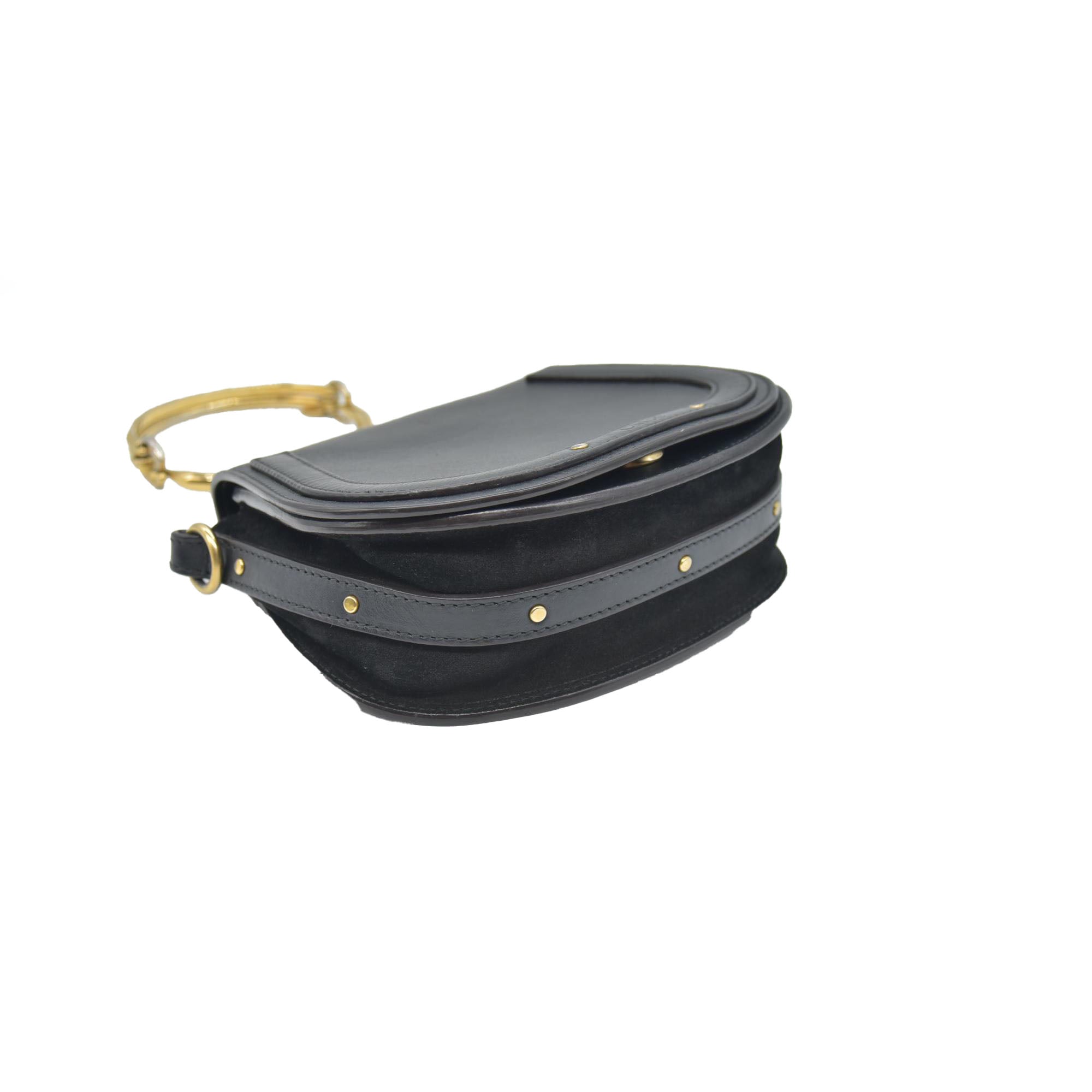 $1690 Chloe Calfskin Small Nile Bracelet Bag Black