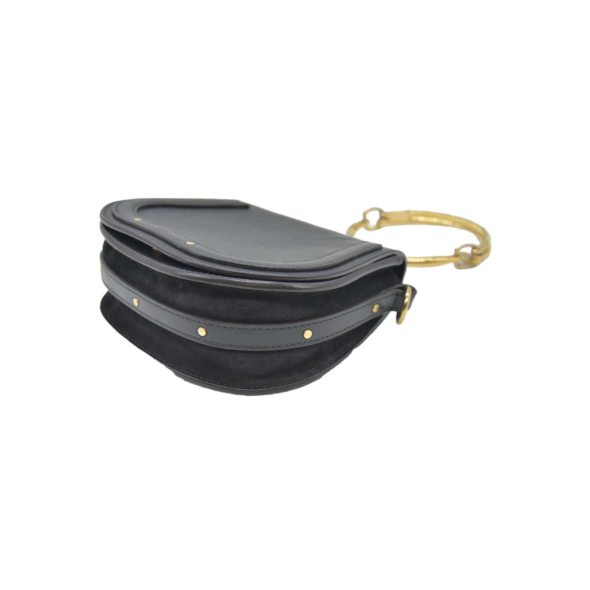 $1690 Chloe Calfskin Small Nile Bracelet Bag Black