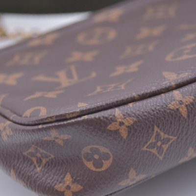 $2930 RFID Louis Vuitton Monogram Multi Pochette Accessories Kaki CONSIGNMENT