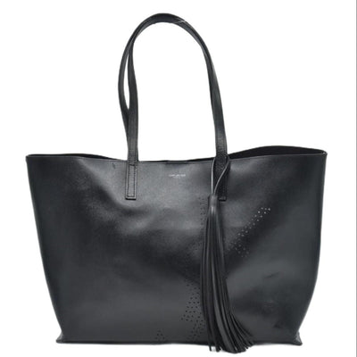 $1600 2018 Saint Laurent Vintage Calfskin Perforated East West Shopping Tote Black 10020170