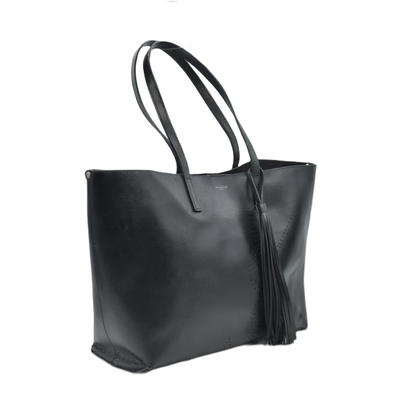 $1600 2018 Saint Laurent Vintage Calfskin Perforated East West Shopping Tote Black 10020170