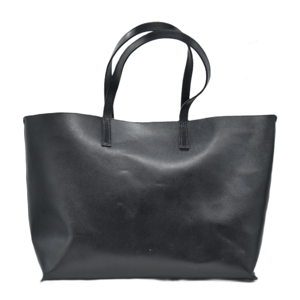 $1600 2018 Saint Laurent Vintage Calfskin Perforated East West Shopping Tote Black 10020170