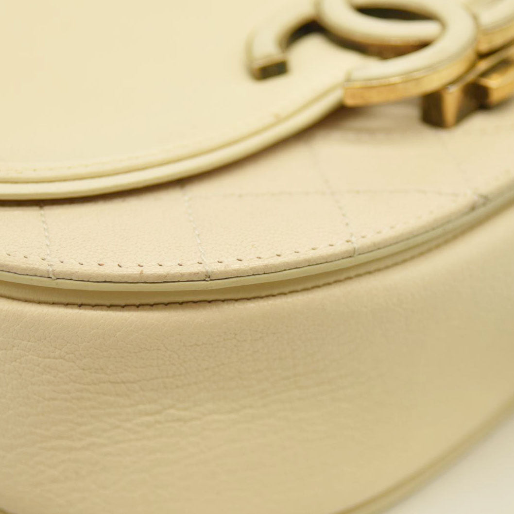 Chanel Shiny Calfskin Goatskin Quilted Small Coco Curve Messenger Flap White