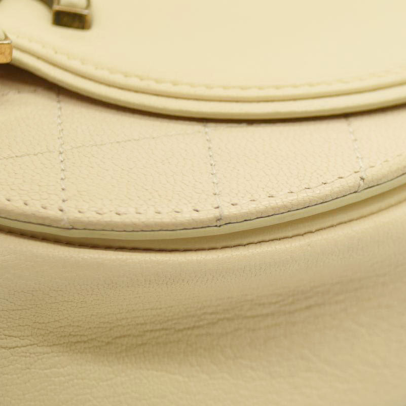 Chanel Shiny Calfskin Goatskin Quilted Small Coco Curve Messenger Flap White