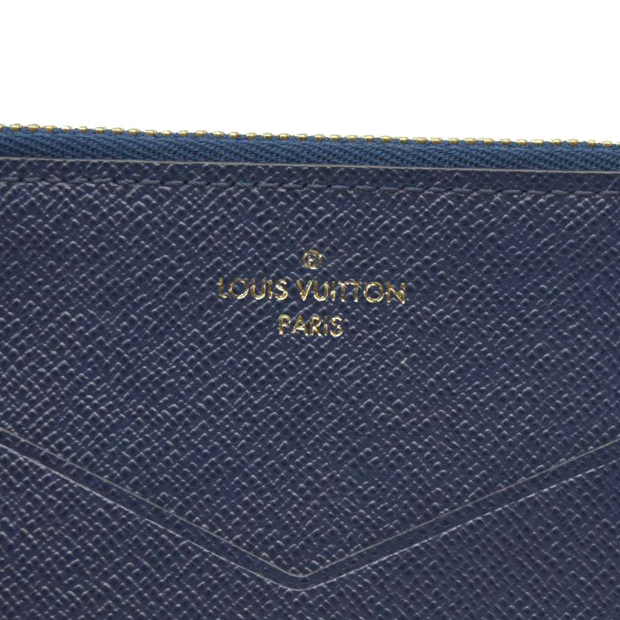 Louis Vuitton  Calfskin Jeanne Wallet Zippered Insert Dark Blue