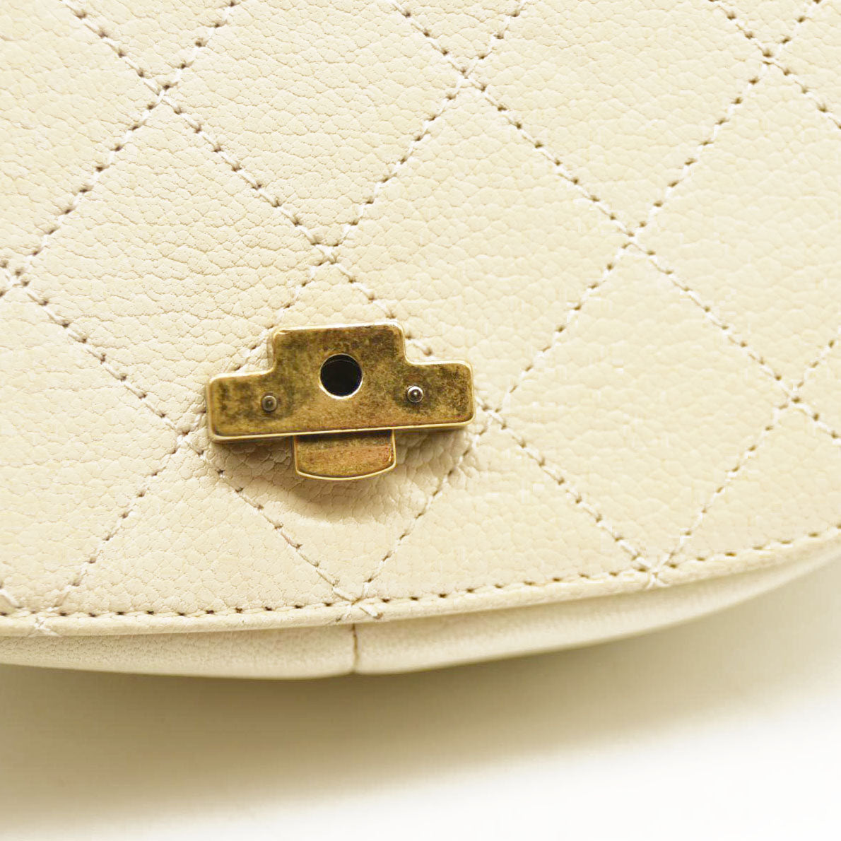 Chanel Shiny Calfskin Goatskin Quilted Small Coco Curve Messenger Flap White