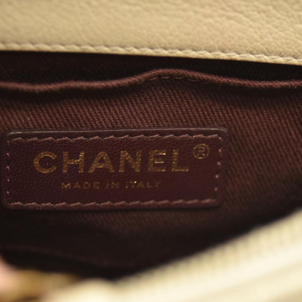 Chanel Shiny Calfskin Goatskin Quilted Small Coco Curve Messenger Flap White