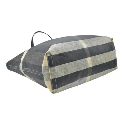 $900 Burberry Coated Canvas Mega Check Medium Doodle Tote Black White