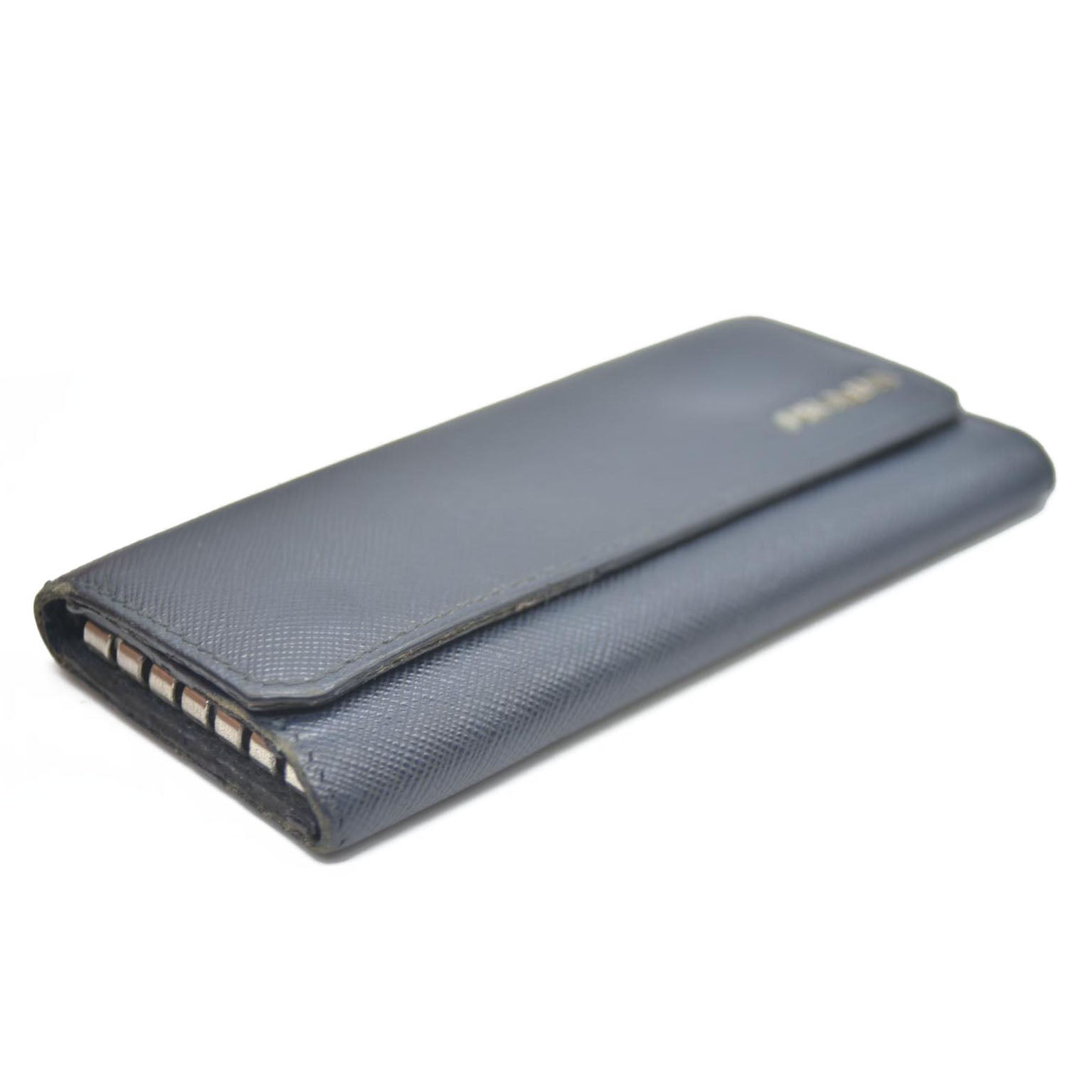 PRADA Logo Saffiano Leather 6 Ring Key Case Navy blue AUCTION $595