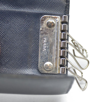 PRADA Logo Saffiano Leather 6 Ring Key Case Navy blue AUCTION $595