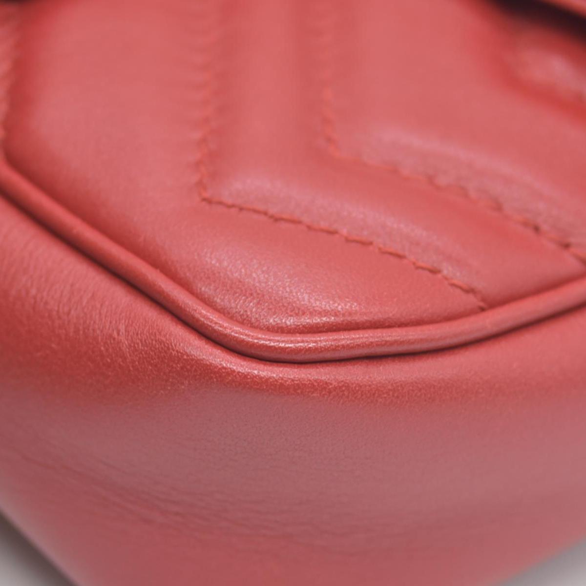 $1550 Gucci Calfskin Matelasse Super Mini GG Marmont Shoulder Bag Hibiscus Red