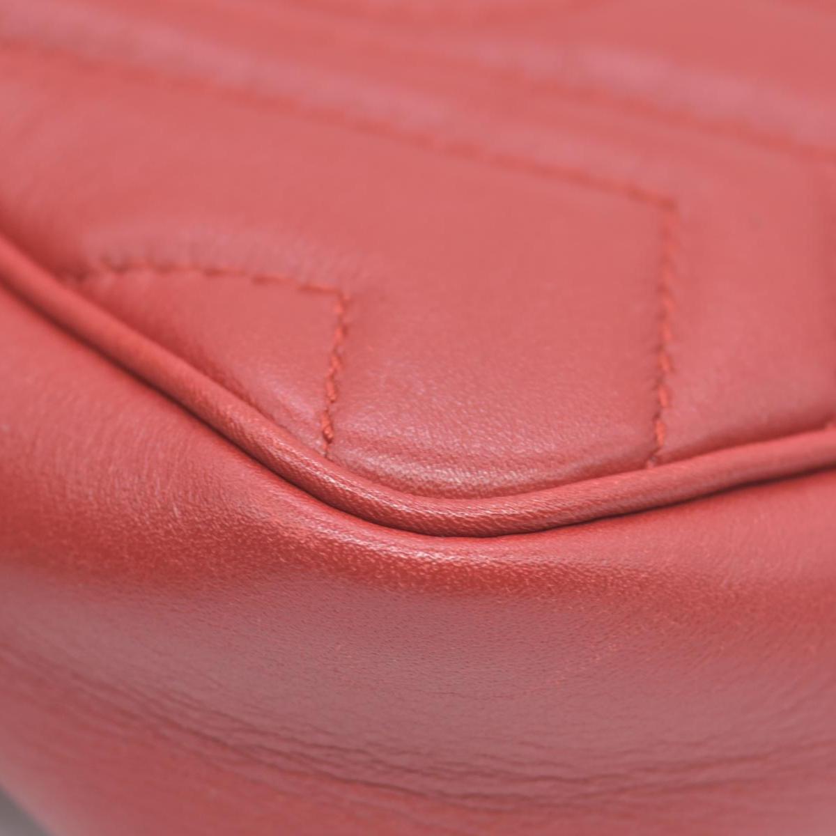 $1550 Gucci Calfskin Matelasse Super Mini GG Marmont Shoulder Bag Hibiscus Red