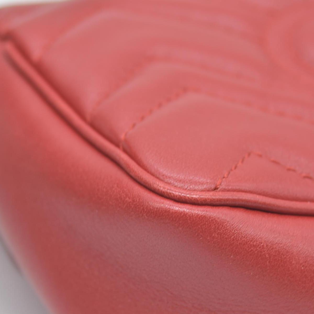 $1550 Gucci Calfskin Matelasse Super Mini GG Marmont Shoulder Bag Hibiscus Red