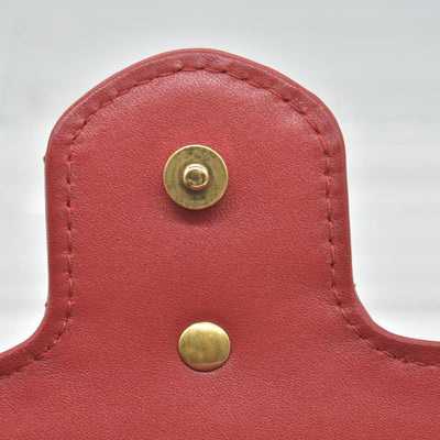 $1550 Gucci Calfskin Matelasse Super Mini GG Marmont Shoulder Bag Hibiscus Red