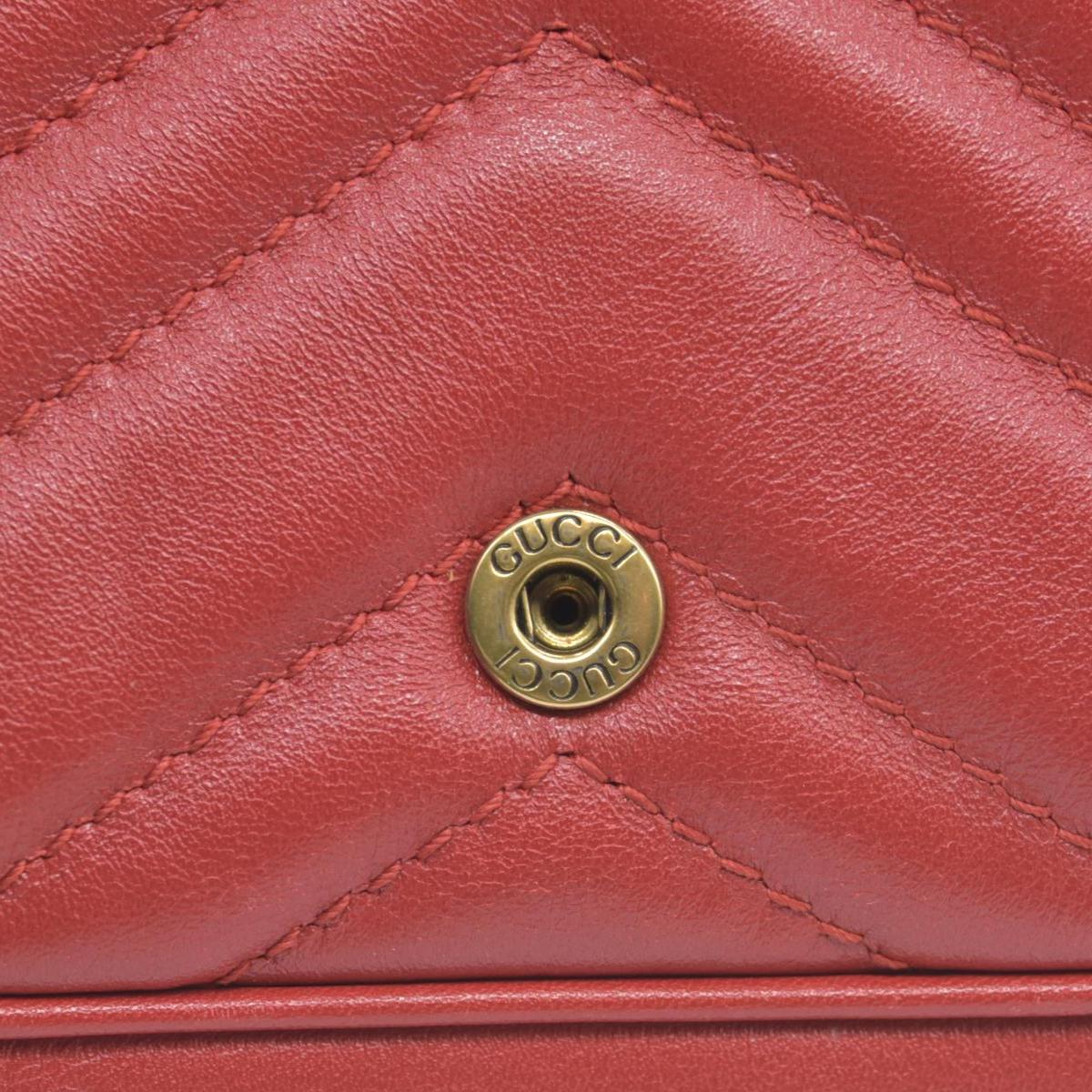 $1550 Gucci Calfskin Matelasse Super Mini GG Marmont Shoulder Bag Hibiscus Red