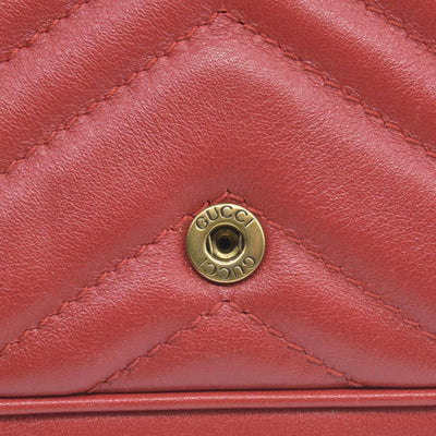 $1550 Gucci Calfskin Matelasse Super Mini GG Marmont Shoulder Bag Hibiscus Red