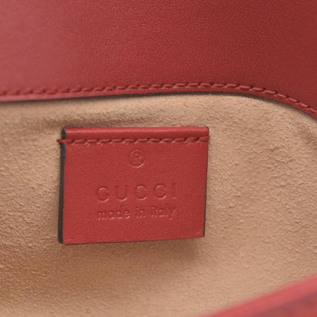 $1550 Gucci Calfskin Matelasse Super Mini GG Marmont Shoulder Bag Hibiscus Red