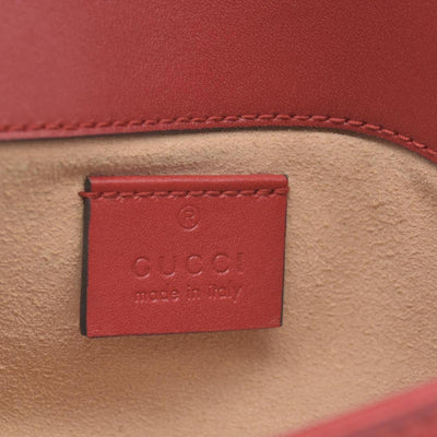 $1550 Gucci Calfskin Matelasse Super Mini GG Marmont Shoulder Bag Hibiscus Red