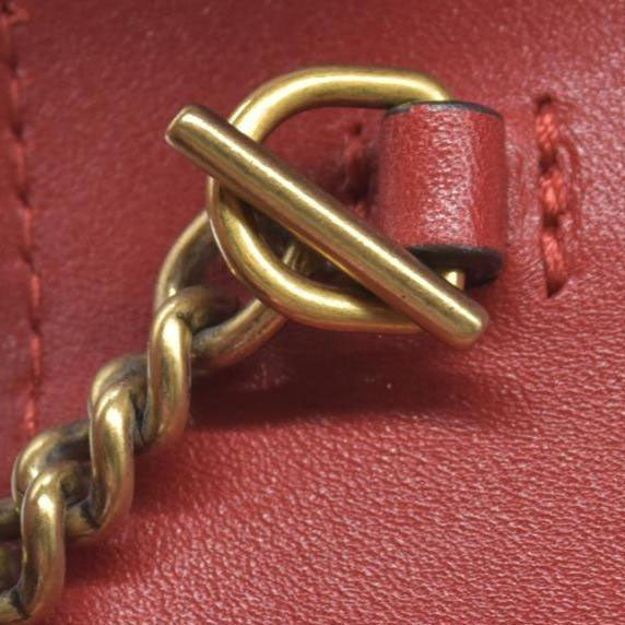 $1550 Gucci Calfskin Matelasse Super Mini GG Marmont Shoulder Bag Hibiscus Red