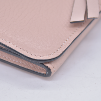 $690 Chloe Alphabet Wallet with Flap in Grained Leather Pink