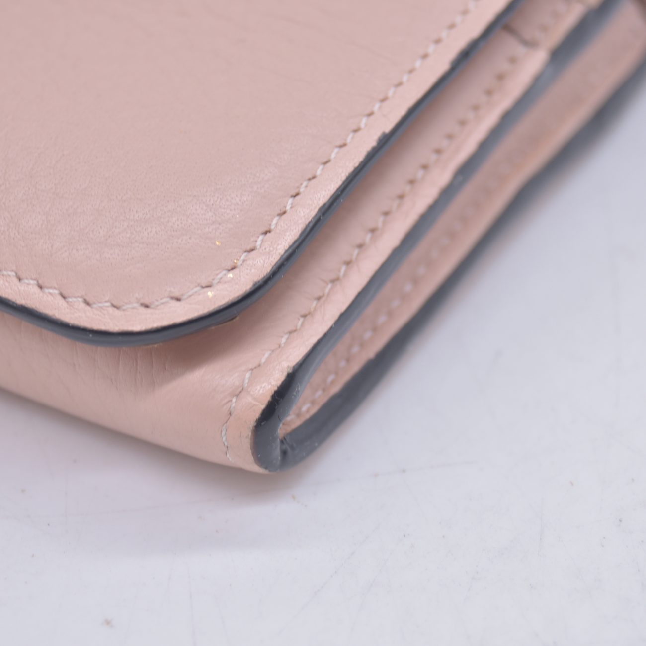$690 Chloe Alphabet Wallet with Flap in Grained Leather Pink