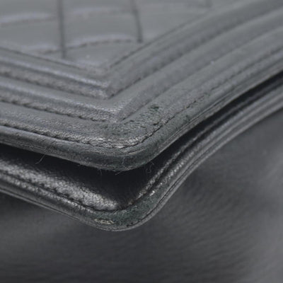 $7600 2017 Chanel Lambskin Quilted Large Boy Flap Black