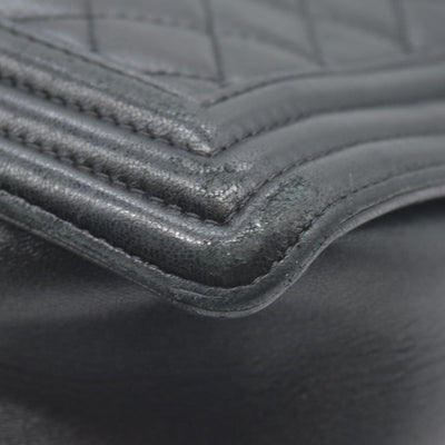 $7600 2017 Chanel Lambskin Quilted Large Boy Flap Black