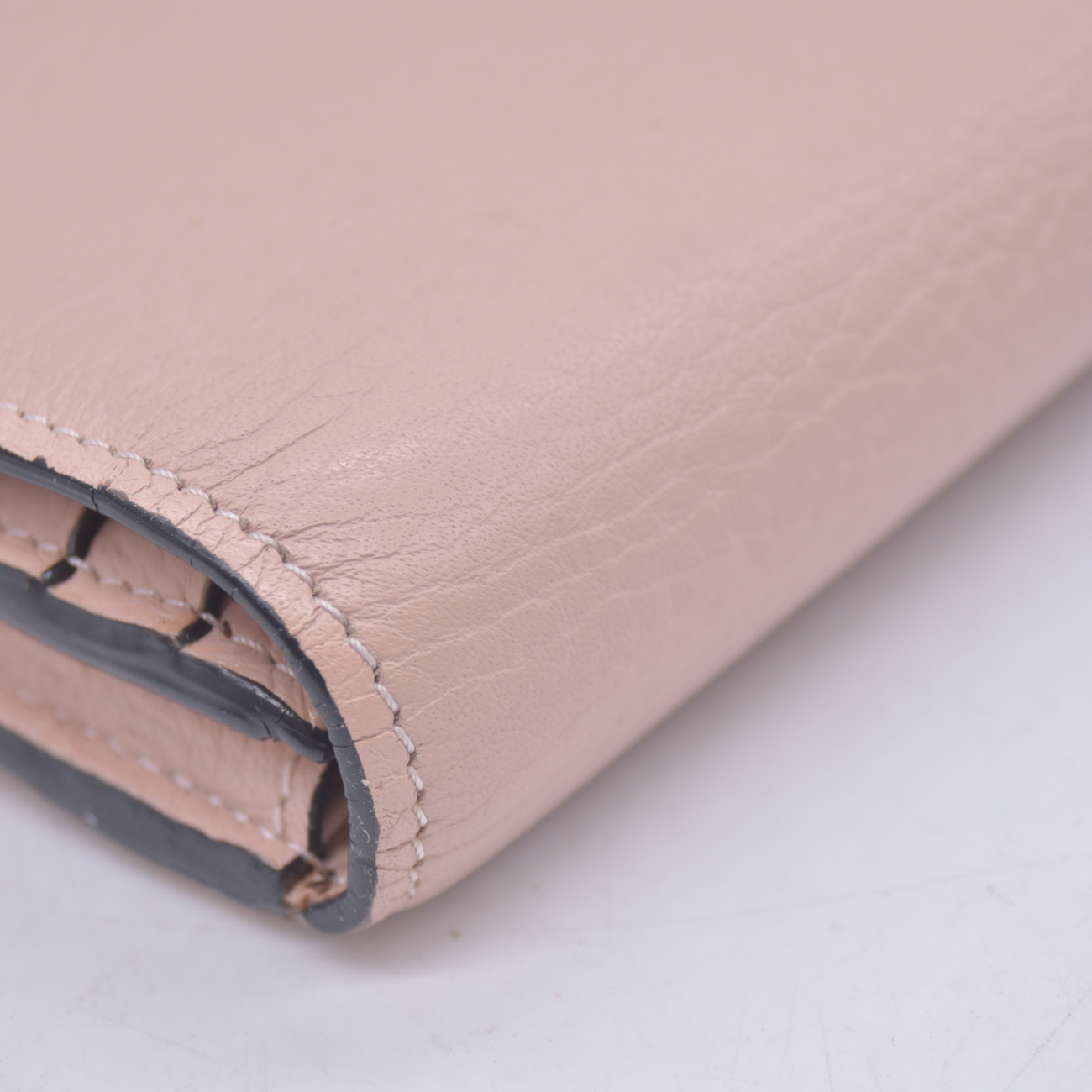 $690 Chloe Alphabet Wallet with Flap in Grained Leather Pink