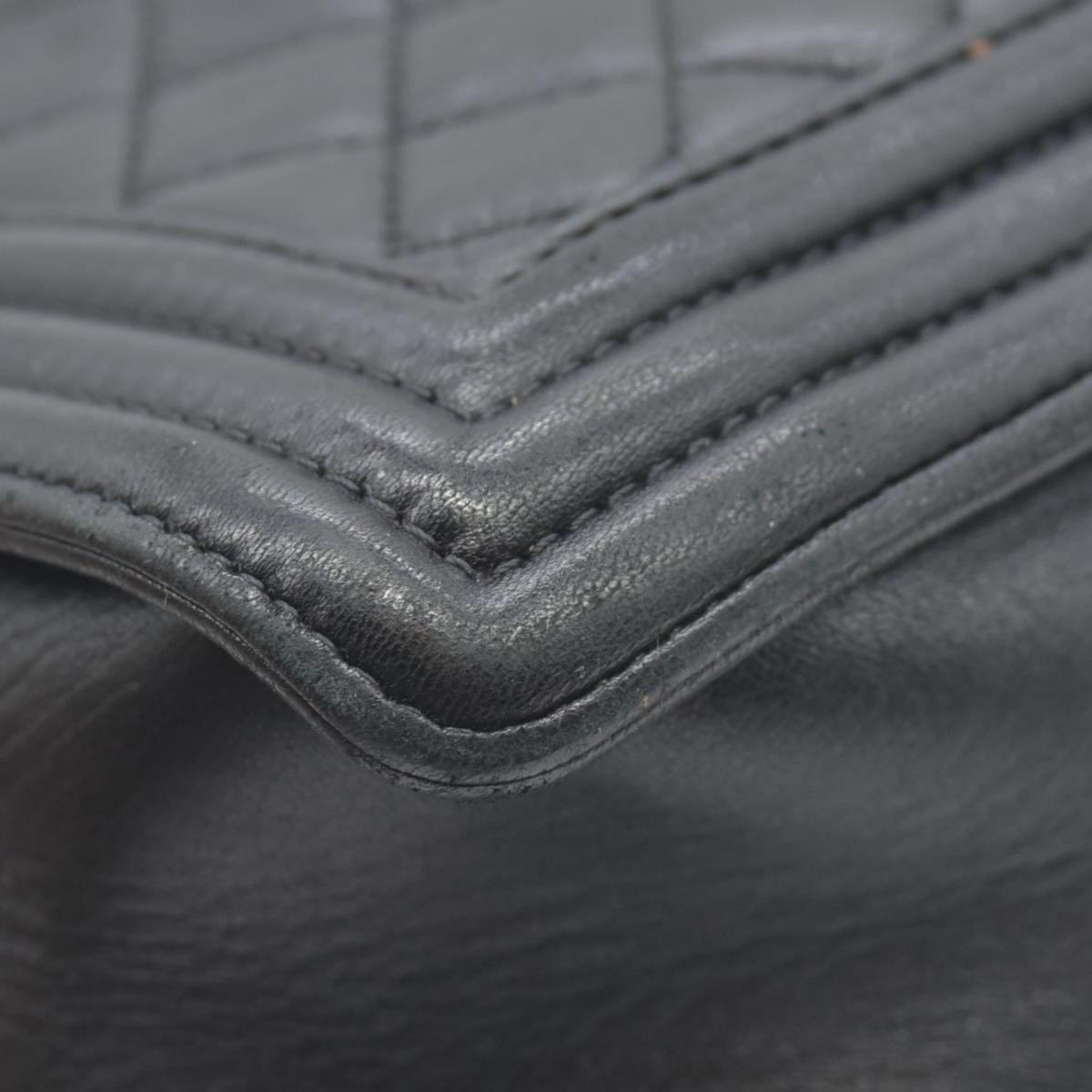 $7600 2017 Chanel Lambskin Quilted Large Boy Flap Black