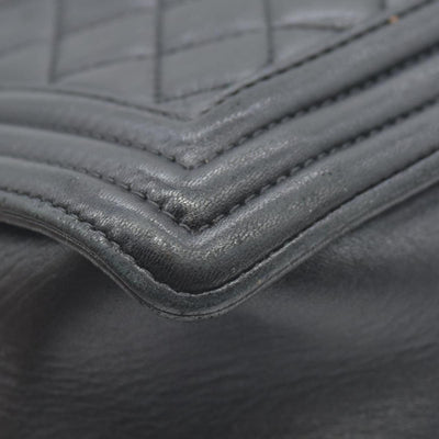 $7600 2017 Chanel Lambskin Quilted Large Boy Flap Black