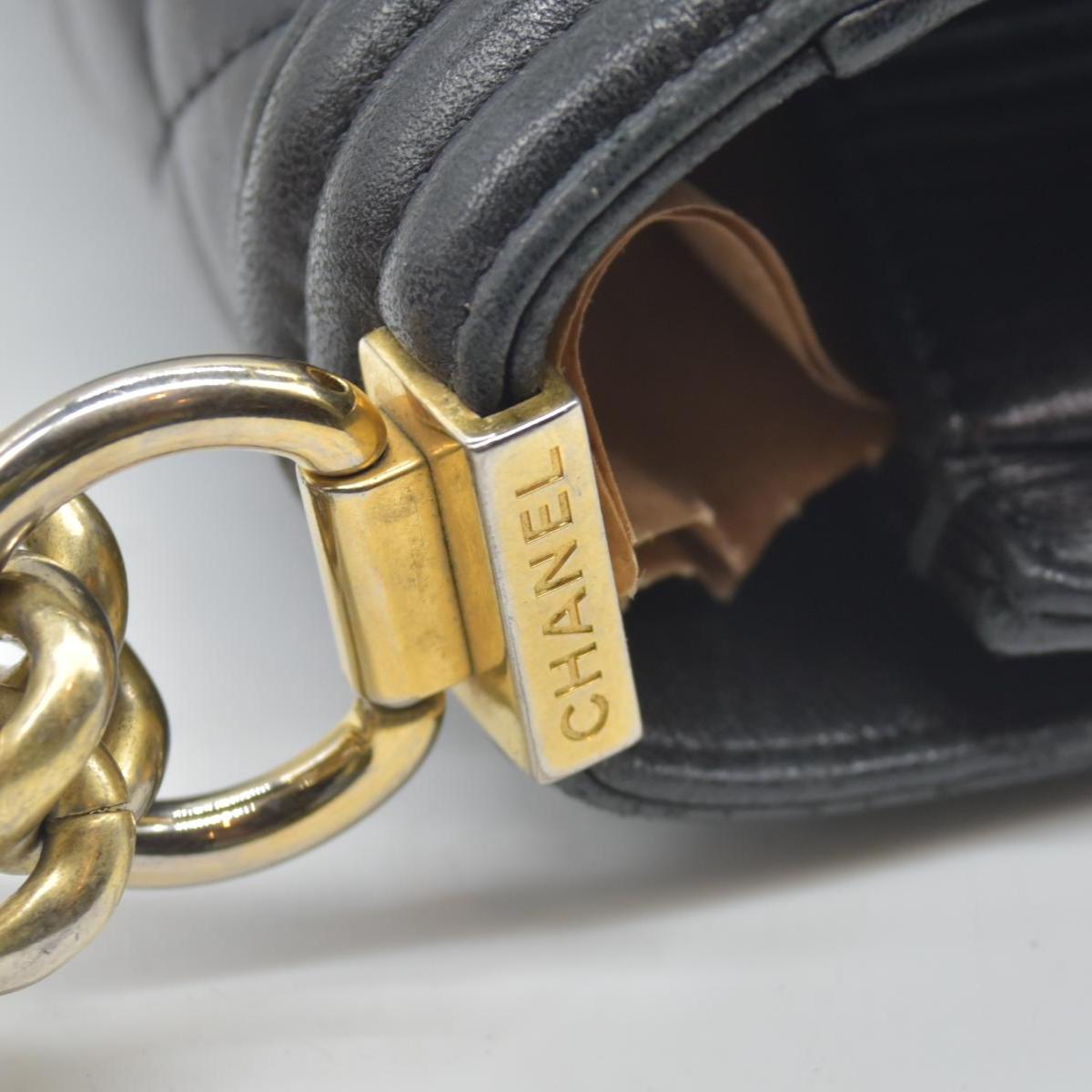 $7600 2017 Chanel Lambskin Quilted Large Boy Flap Black