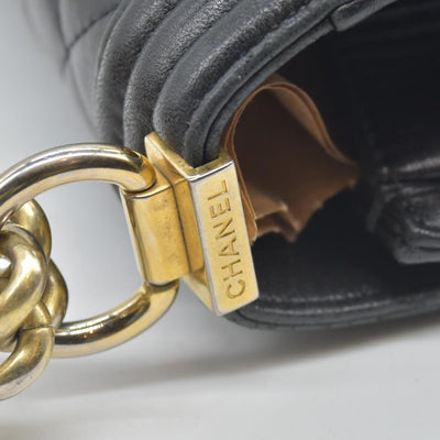 $7600 2017 Chanel Lambskin Quilted Large Boy Flap Black