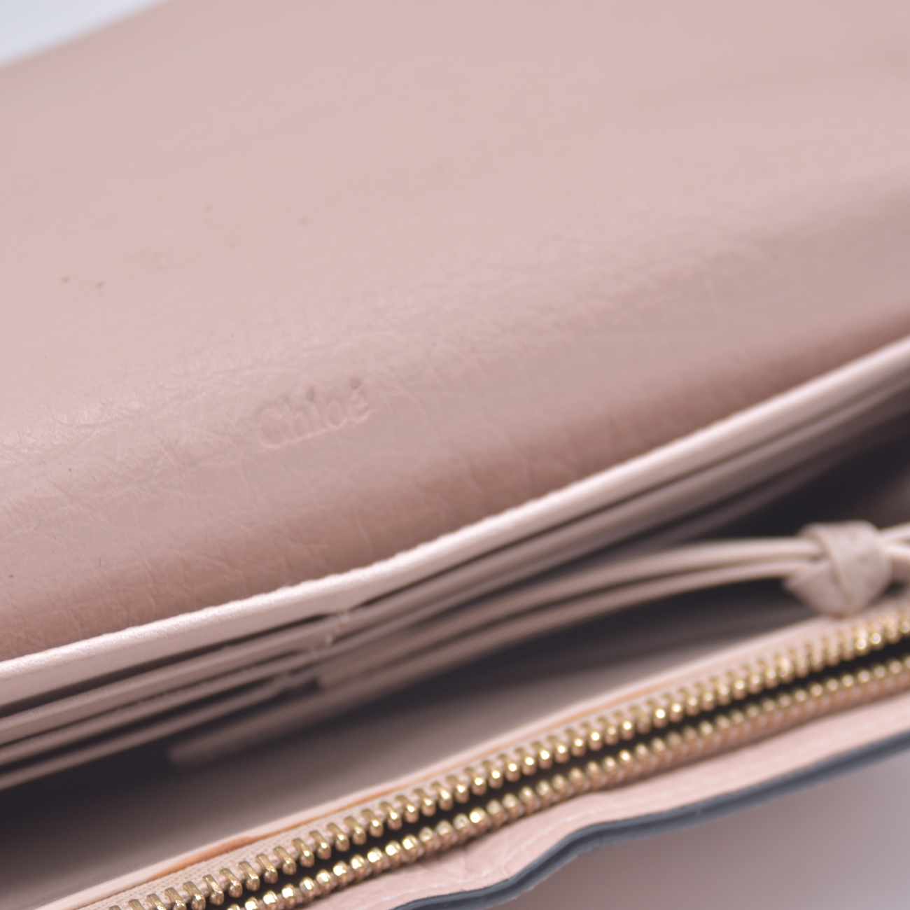 $690 Chloe Alphabet Wallet with Flap in Grained Leather Pink