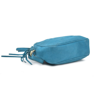 $1490 Gucci  Interlocking G Soho Disco Small Suede Blue