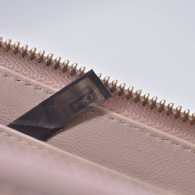 $605 2015 Chloe Long Drew Zip Around Flap Wallet Pink
