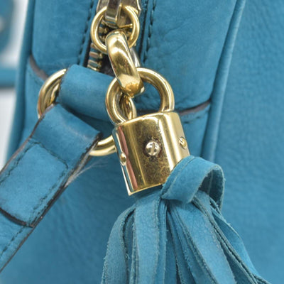 $1490 Gucci  Interlocking G Soho Disco Small Suede Blue