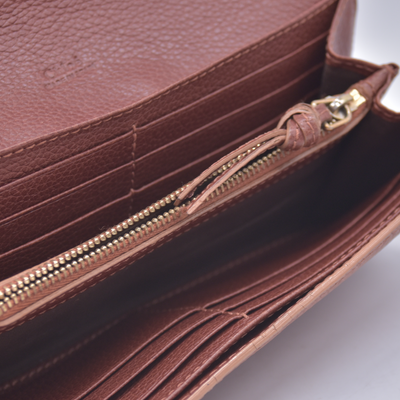 $595 2013 Chloe Brown Leather Paraty Continental Wallet