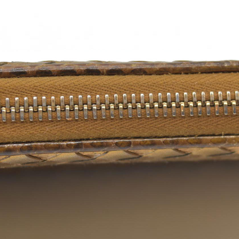 Bottega Veneta Intrecciato Lambskin Zip Around Long Wallet Gold
