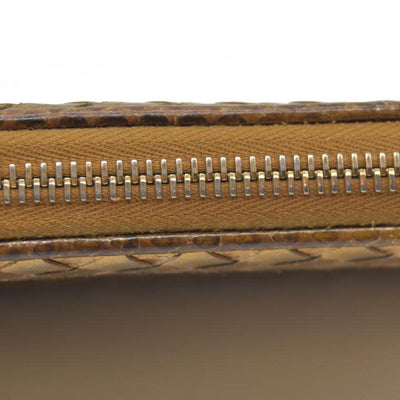 Bottega Veneta Intrecciato Lambskin Zip Around Long Wallet Gold