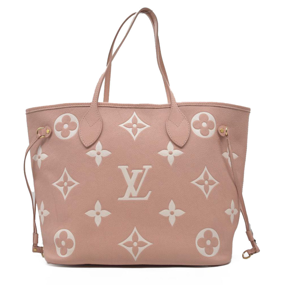 $3050 Louis Vuitton Empreinte Monogram Giant Neverfull MM Trianon Pink Cream