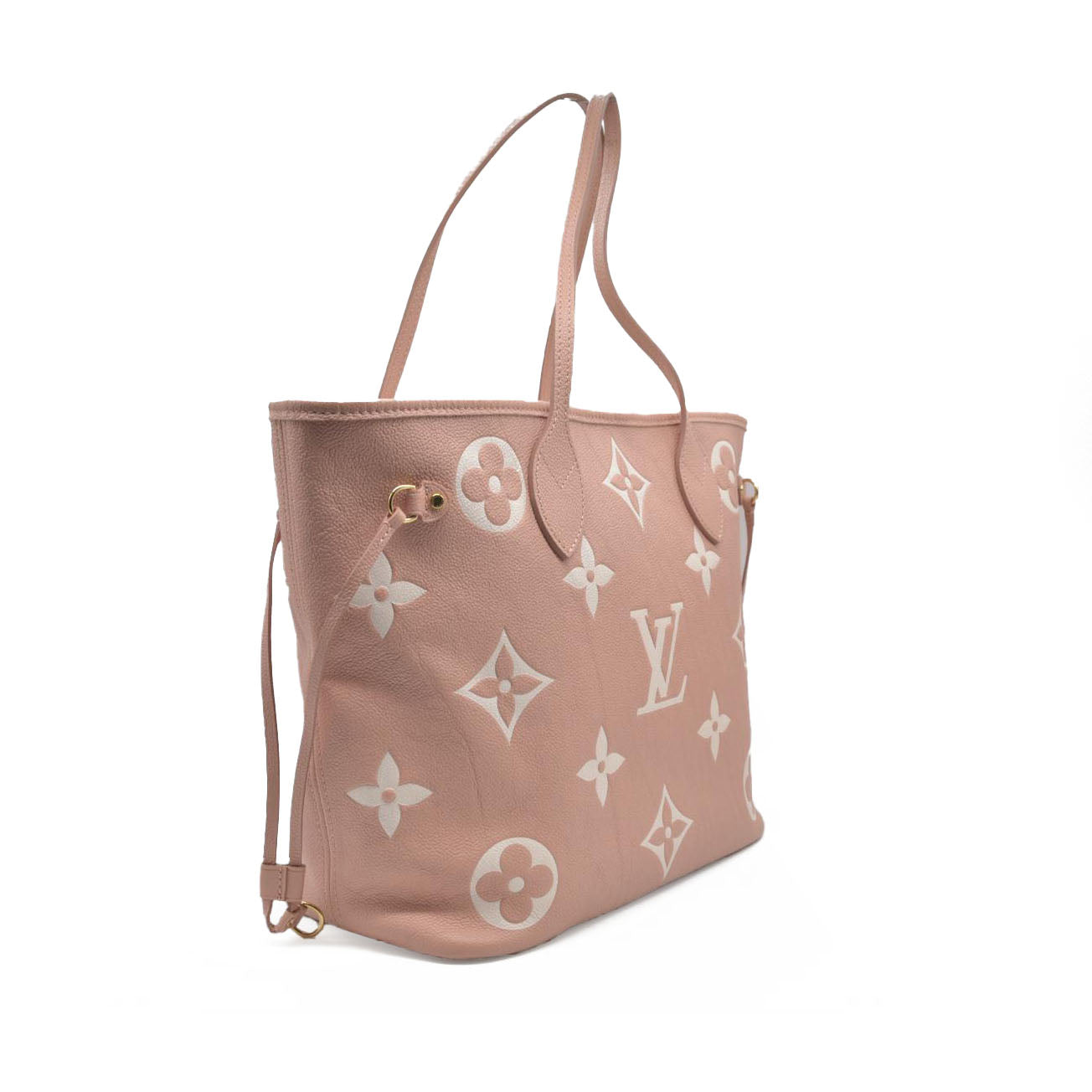 $3050 Louis Vuitton Empreinte Monogram Giant Neverfull MM Trianon Pink Cream