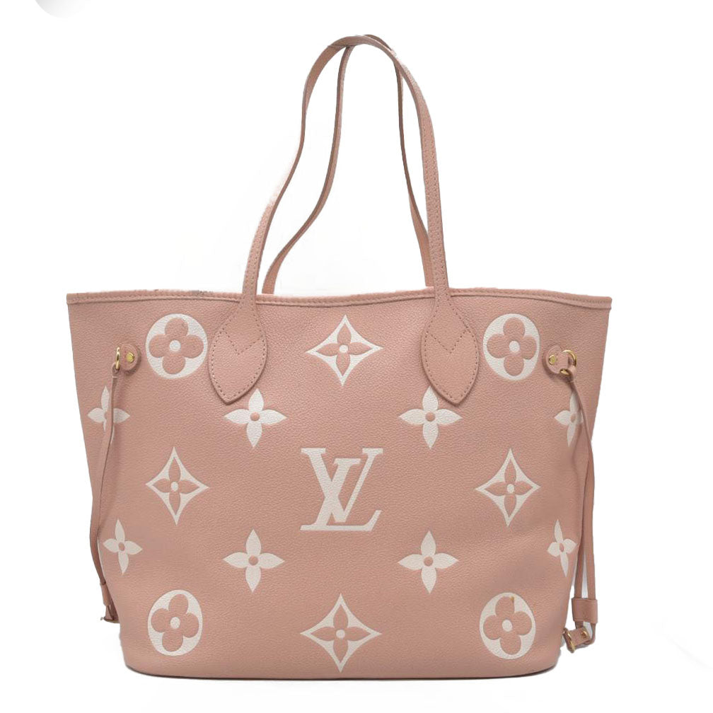 $3050 Louis Vuitton Empreinte Monogram Giant Neverfull MM Trianon Pink Cream