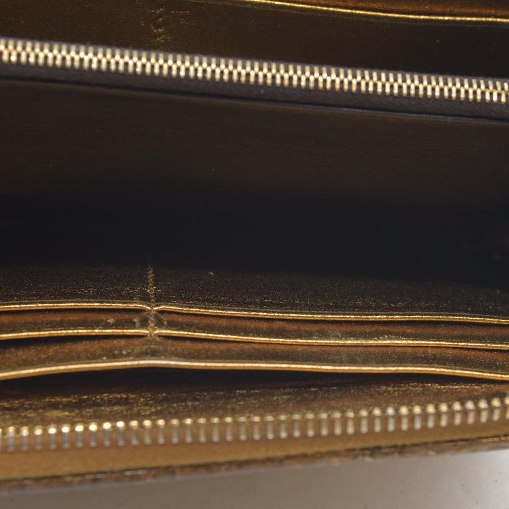 Bottega Veneta Intrecciato Lambskin Zip Around Long Wallet Gold