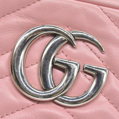 $1950 Gucci Calfskin Matelasse Small GG Marmont Chain Shoulder Bag Wild Rose