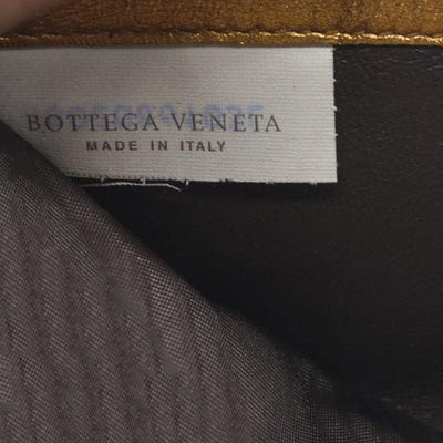 Bottega Veneta Intrecciato Lambskin Zip Around Long Wallet Gold