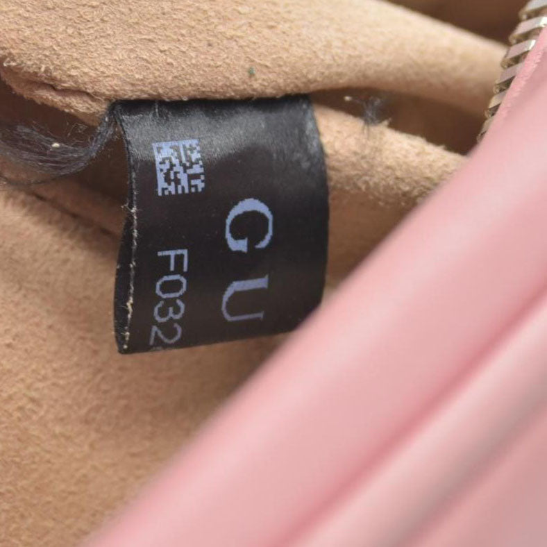 $1950 Gucci Calfskin Matelasse Small GG Marmont Chain Shoulder Bag Wild Rose